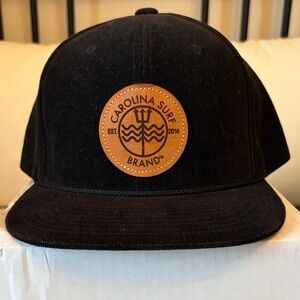 Carolina Surf Brand Black Corduory Hat with Brown Patch